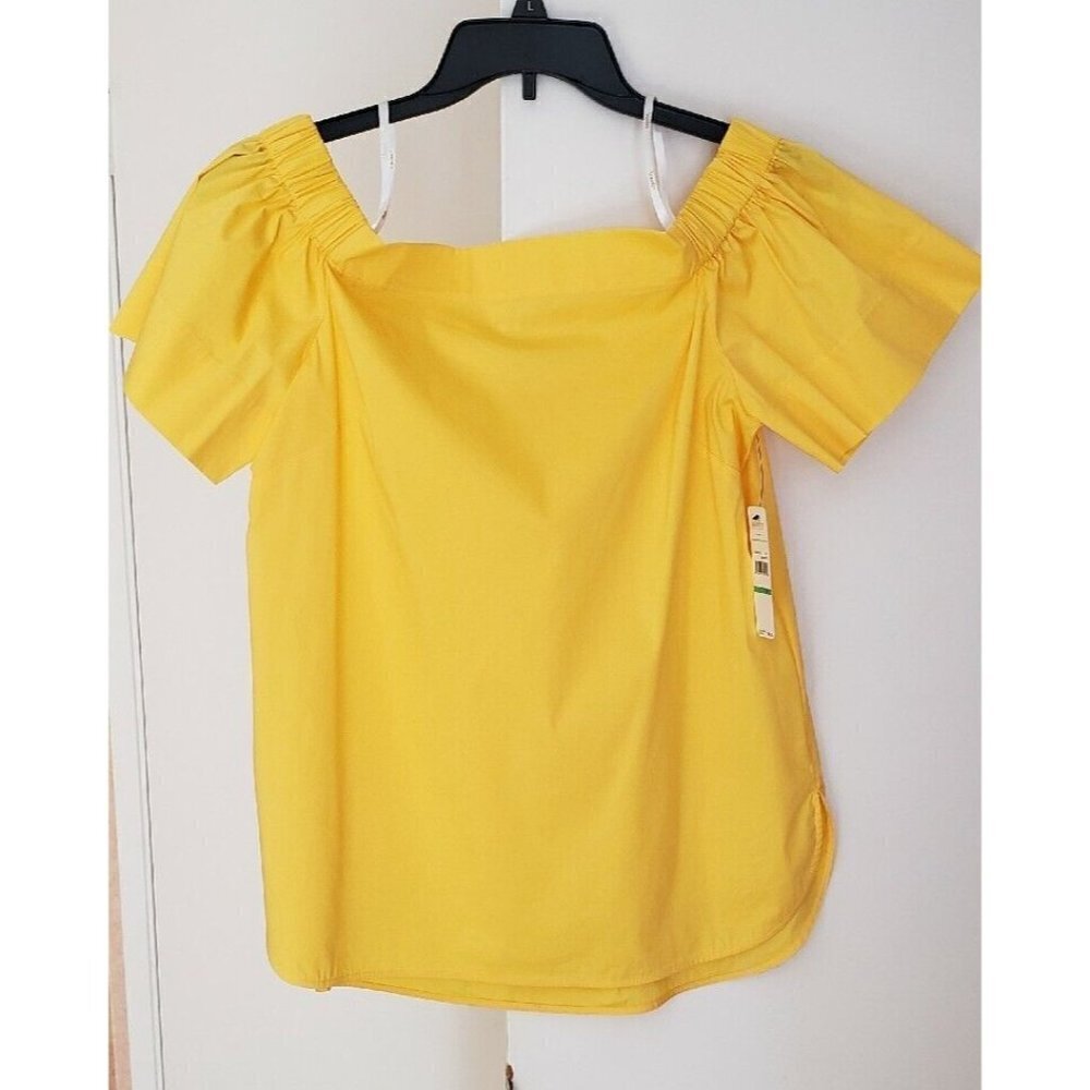 NWT LAUNDRY BY SHELLI SEGAL LEMONADE OFF THE SHOULDER BLOUSE TOP SZ 8